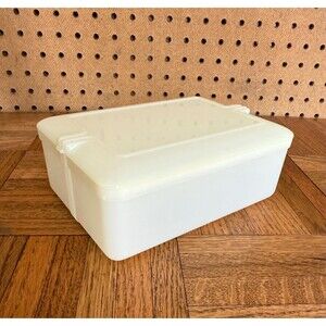 Vintage Art Deco White Refrigerator Box | Urea Formaldehyde Storage Container |